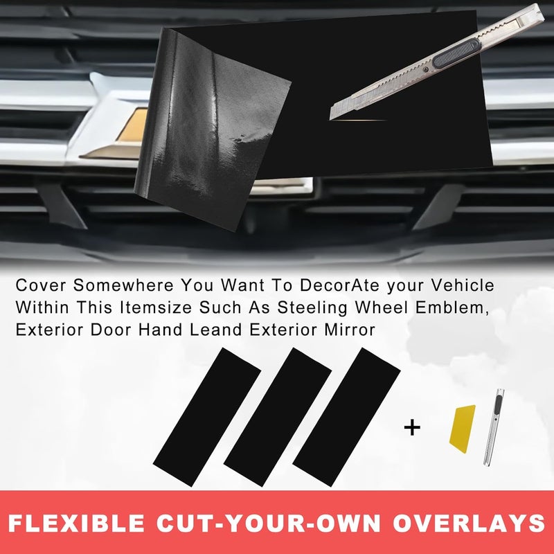 Pleoos 3PCS Emblem Wrap Kit Compatible with Bowtie Logo Wrap Stickers Compatible with Chevy, Cut Your-Own Emblem Overlay DIY Decals(Matte Black) - Image 5